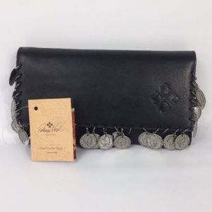 Patricia Nash Terresa Black Leather Trifold Coin